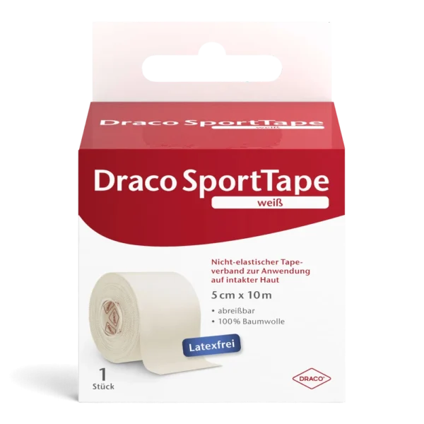 DRACO SportTape 10 m – nicht elastisches Sporttape für Stützverbände