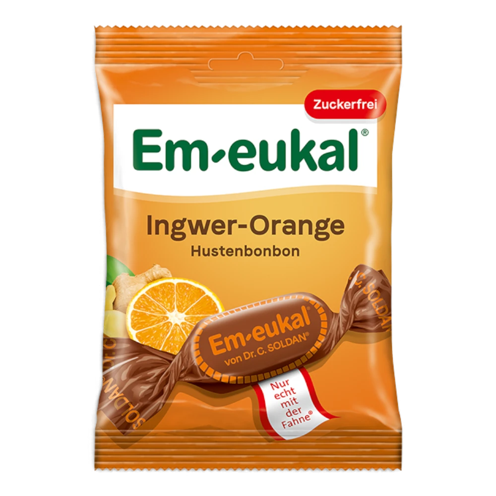 Em-eukal Ingwer-Orange zuckerfrei Hustenbonbons mit Vitamin C 75 g