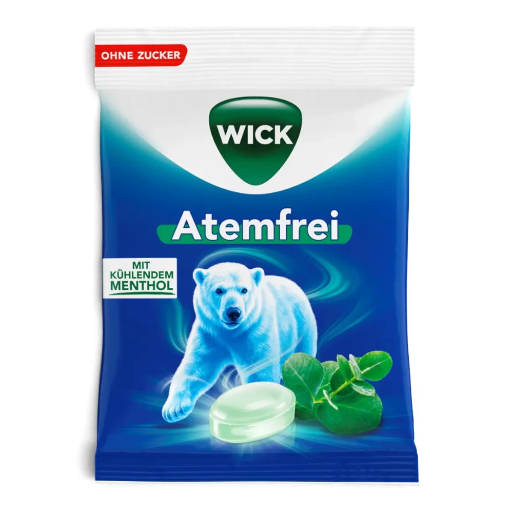 WICK Atemfrei Eukalyptus-Menthol Hustenbonbons ohne Zucker 72 g