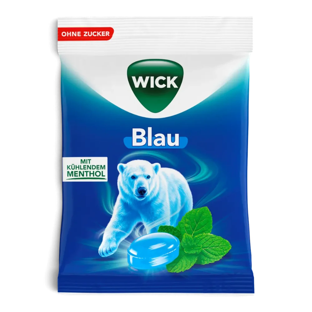 WICK Blau Menthol Hustenbonbons ohne Zucker 72 g