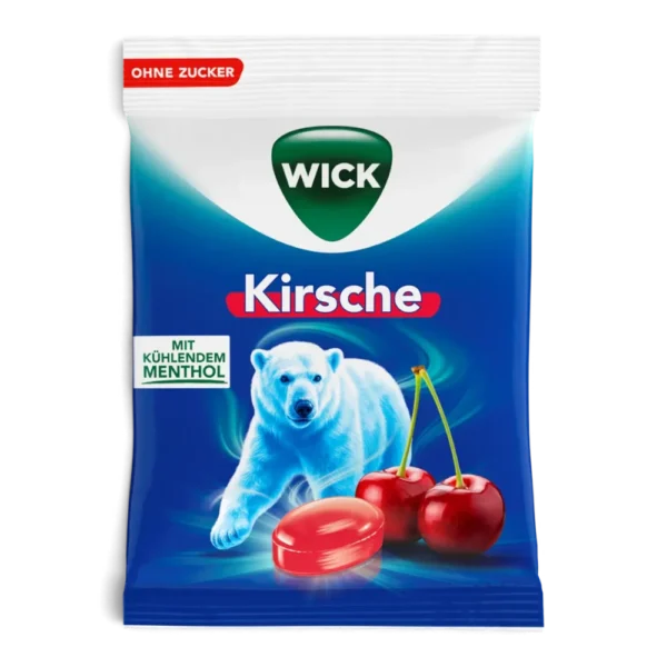 WICK Kirsche Hustenbonbons mit Eukalyptus & Menthol ohne Zucker 72 g