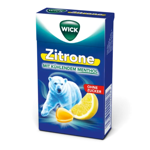 WICK Zitrone Hustenbonbons mit Menthol ohne Zucker 46 g