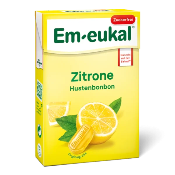 Em-eukal Zitrone Box zuckerfrei Hustenbonbons 50 g