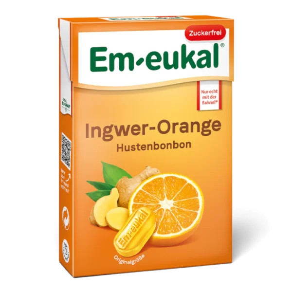 Em-eukal Ingwer-Orange Box zuckerfrei Hustenbonbons 50 g