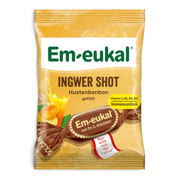 Em-eukal Ingwer Shot gefüllte Hustenbonbons mit Vitaminen 75 g