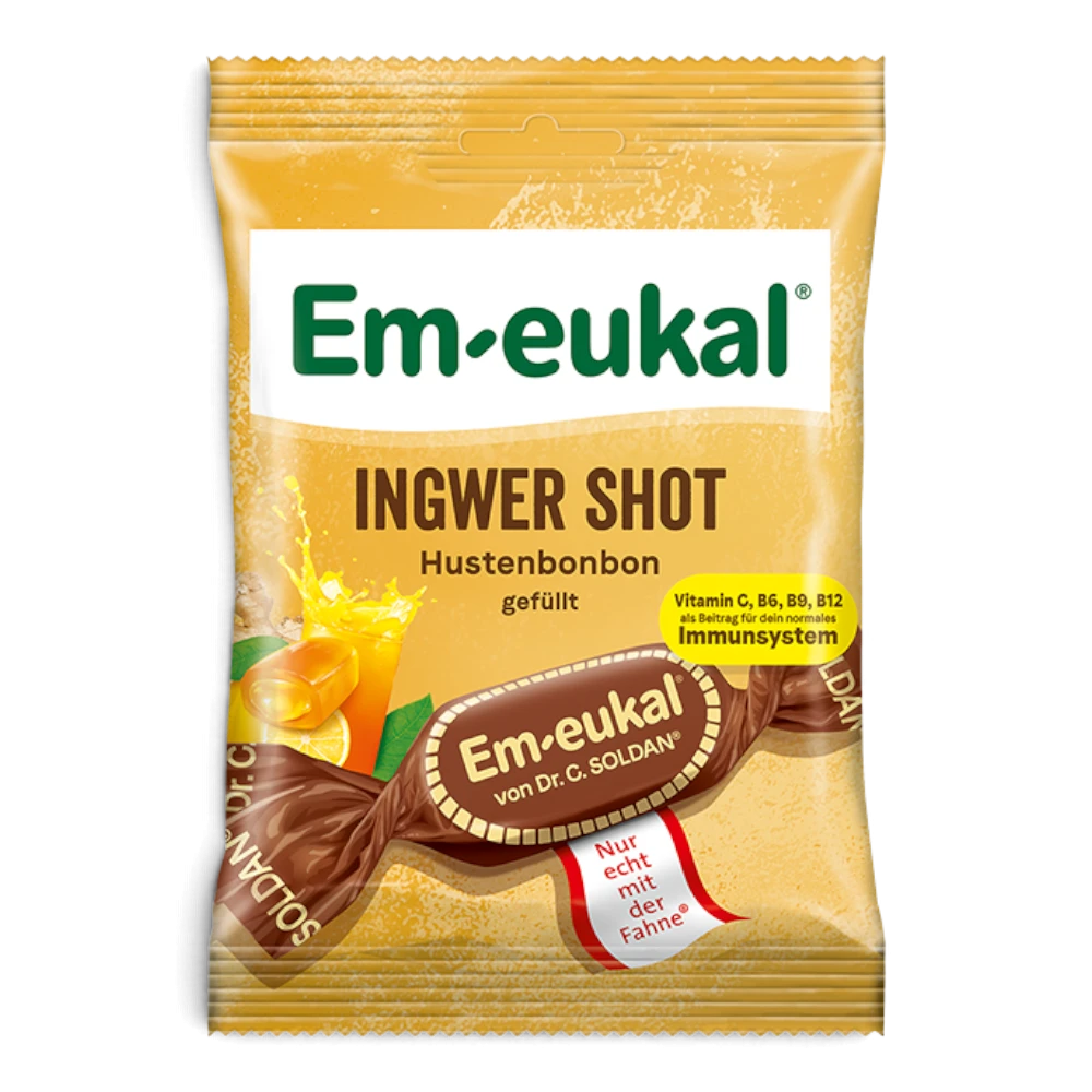 Em-eukal Ingwer Shot gefüllte Hustenbonbons mit Vitaminen 75 g