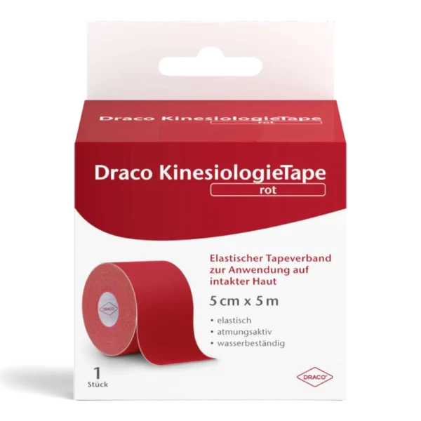 DRACO KinesiologieTape 5 cm × 5 m – elastisches Kinesiologie-Tape - Rot