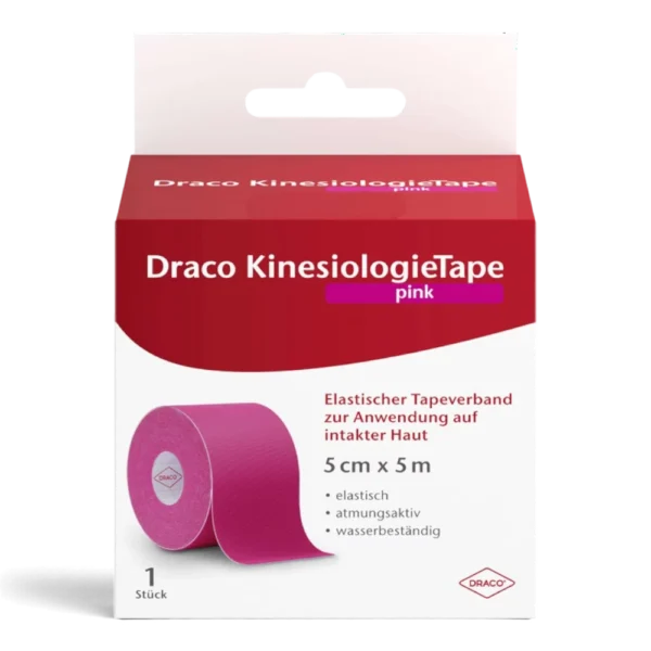 DRACO KinesiologieTape 5 cm × 5 m – elastisches Kinesiologie-Tape - Pink
