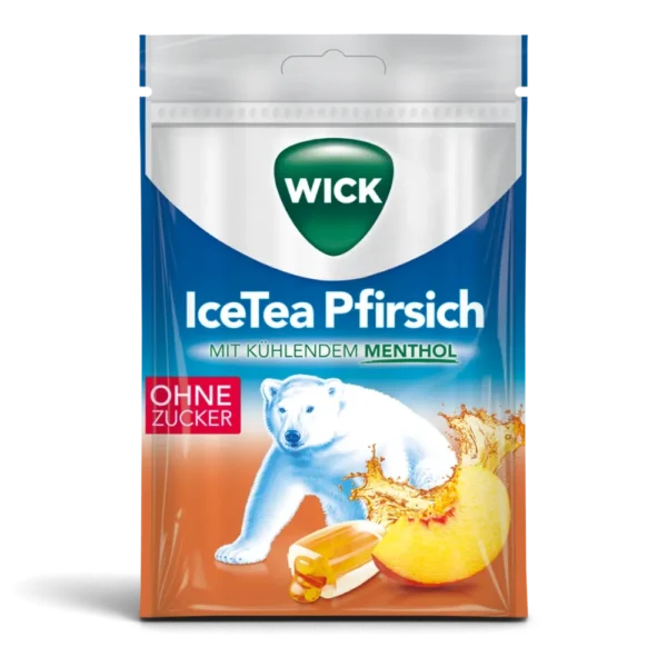 WICK IceTea Pfirsich Hustenbonbons ohne Zucker 72 g