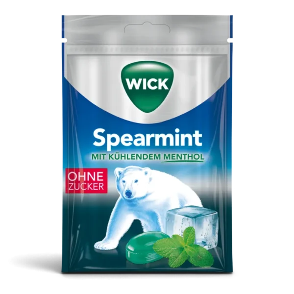 WICK Spearmint Menthol Hustenbonbons ohne Zucker 72 g