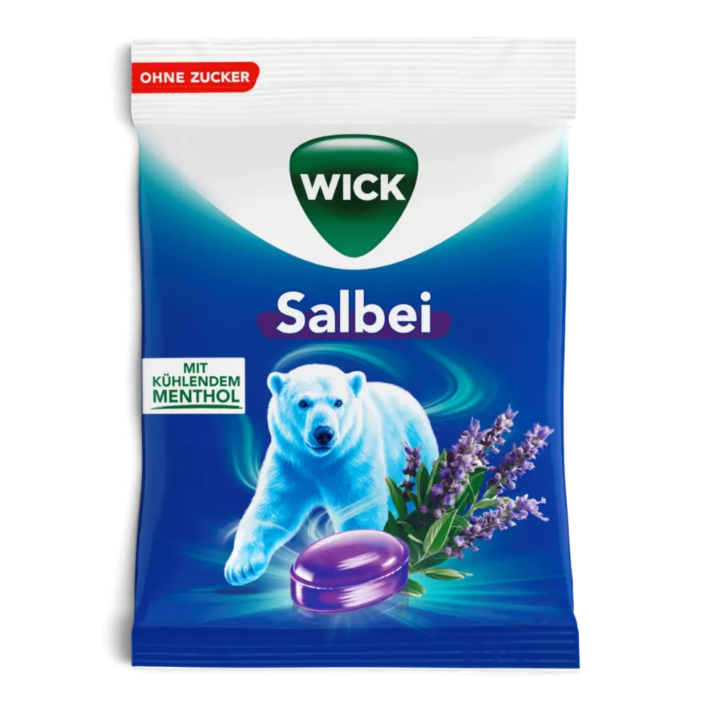 WICK Salbei Hustenbonbons ohne Zucker mit Menthol 72 g