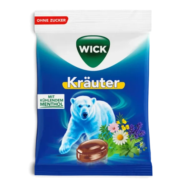 WICK Kräuter Hustenbonbons ohne Zucker mit Menthol 72 g