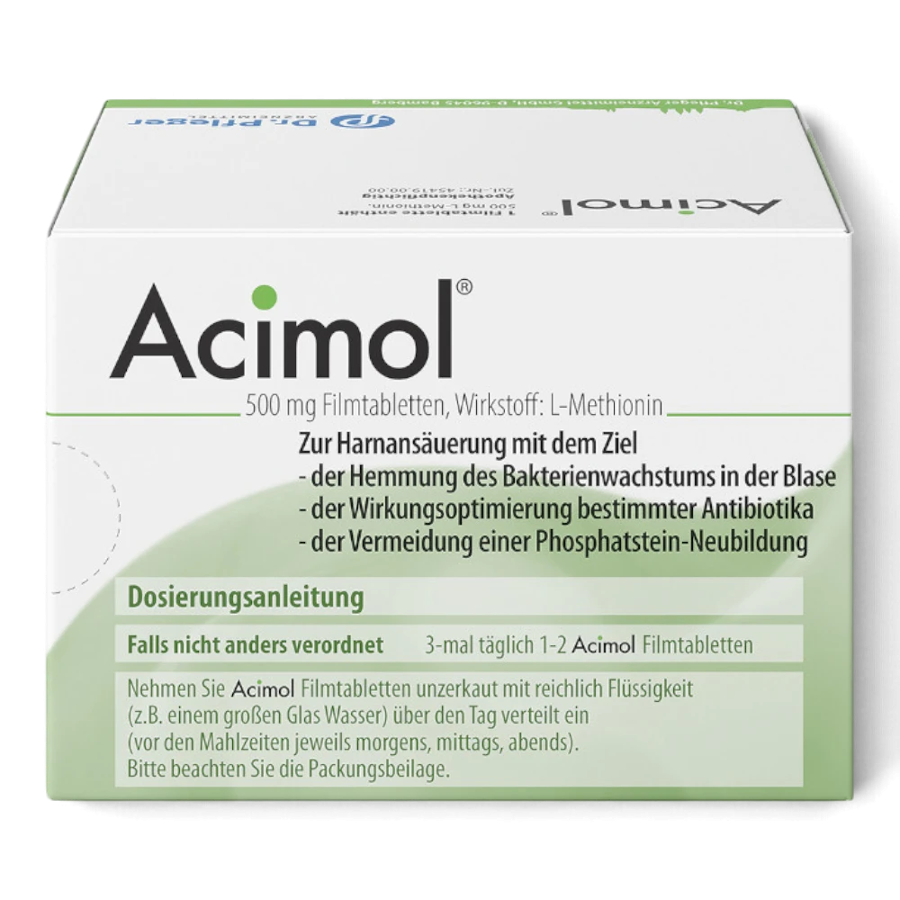 Acimol 500 mg 96 Filmtabletten mit pH-Teststreifen – Harnansäuerung mit L-Methionin – Bild 2