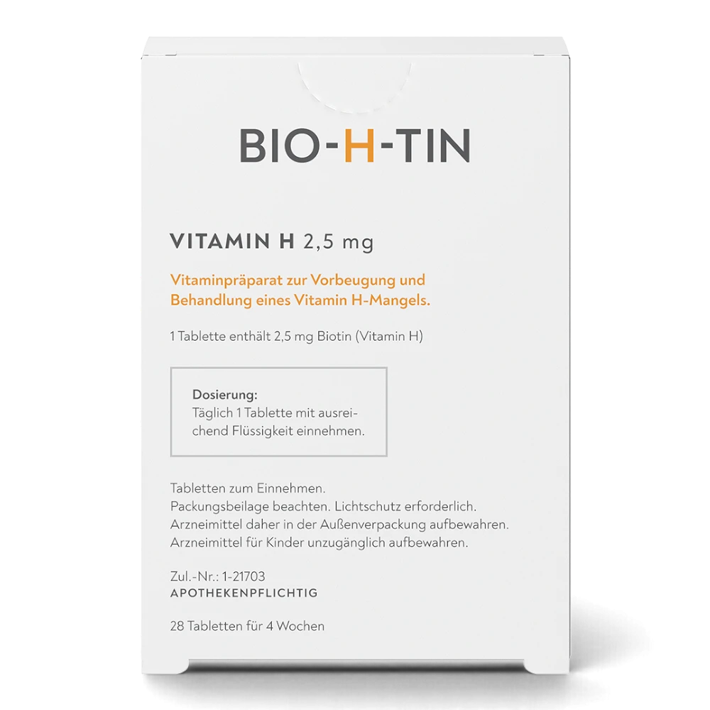 BIO-H-TIN Vitamin H 2,5 mg 28 Tabletten – Biotin für Haare & Nägel – Bild 2