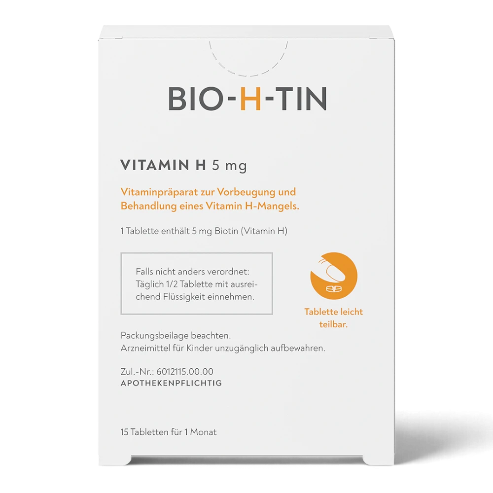 BIO-H-TIN Vitamin H 5 mg 15 Tabletten – Biotin für Haare & Nägel – Bild 2