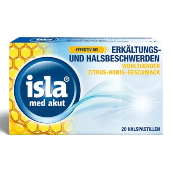 isla® med akut Zitrus-Honig Halspastillen bei Halsschmerzen – 20 Stück