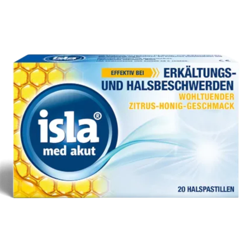 isla® med akut Zitrus-Honig Halspastillen bei Halsschmerzen – 20 Stück