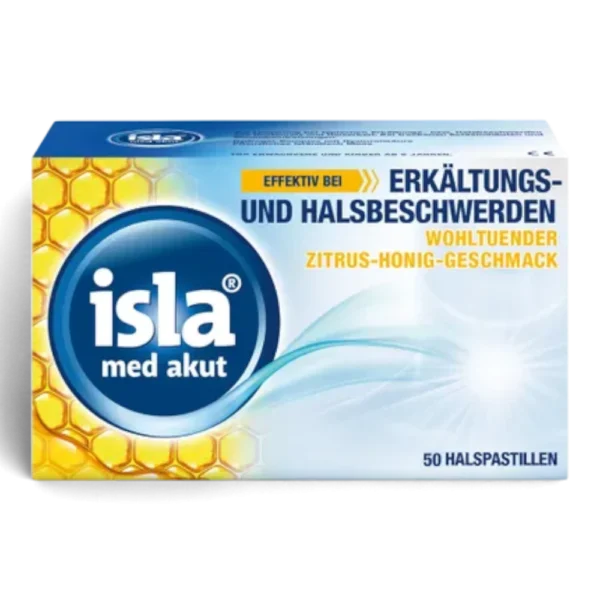isla® med akut Zitrus-Honig Halspastillen bei Halsschmerzen – 50 Stück